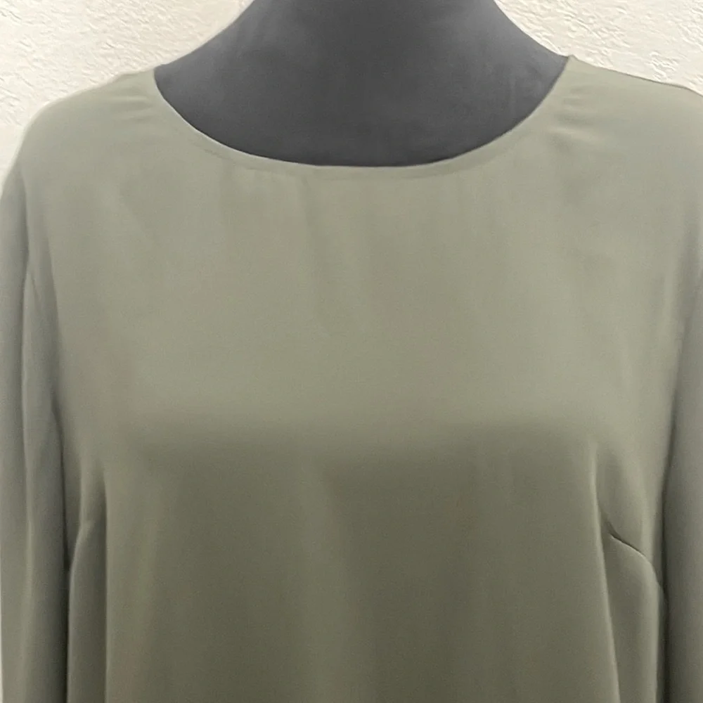 a.n.a. Olive Green Ruffle Hem Blouse - Picture 2 of 6
